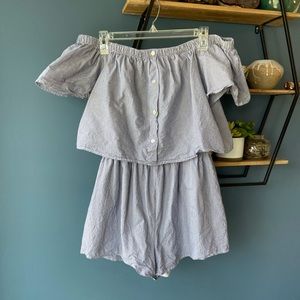 Blakey Blue & White Striped Romper- Size L